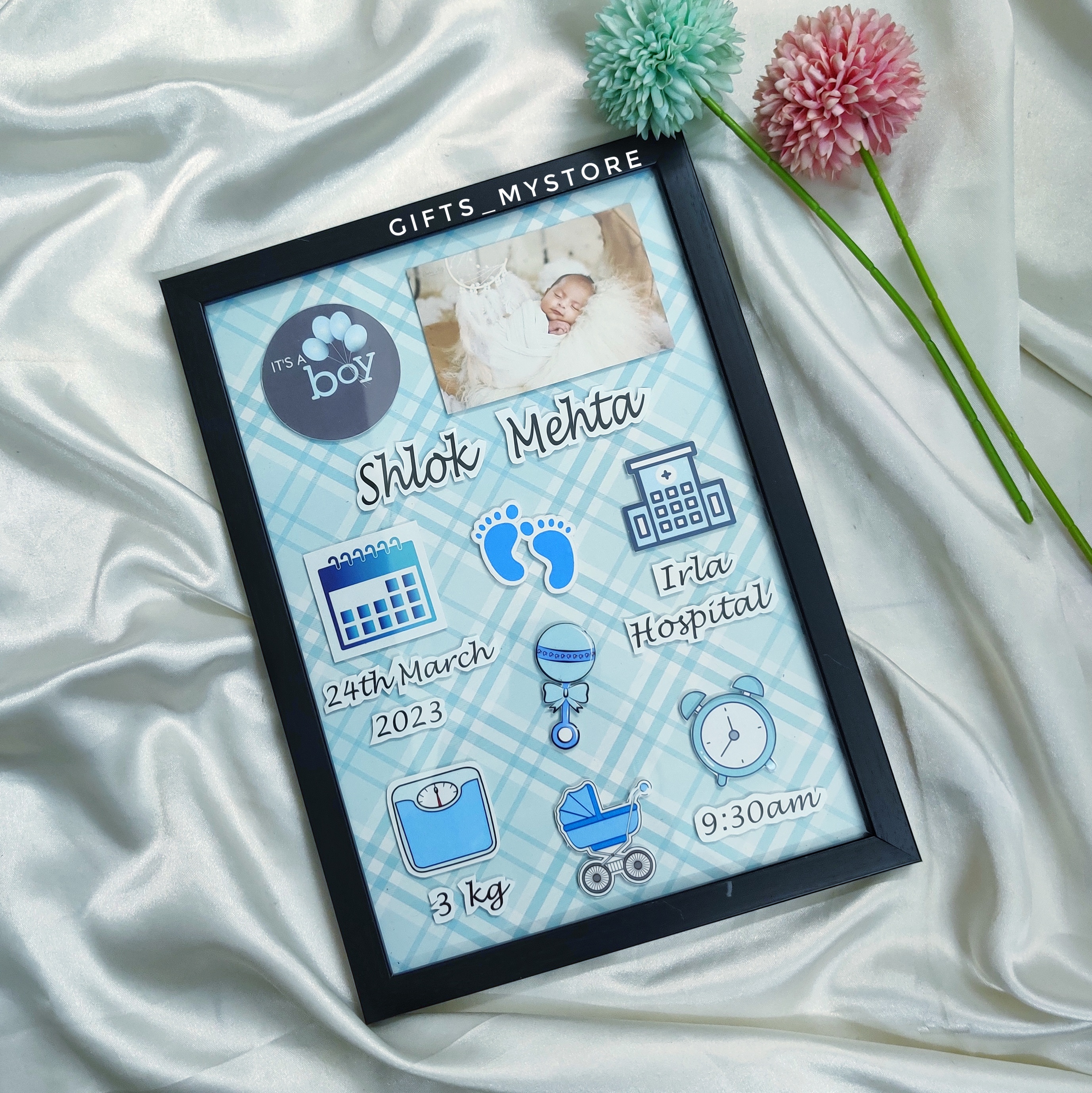 BABY BOY BIRTH RECORD FRAME